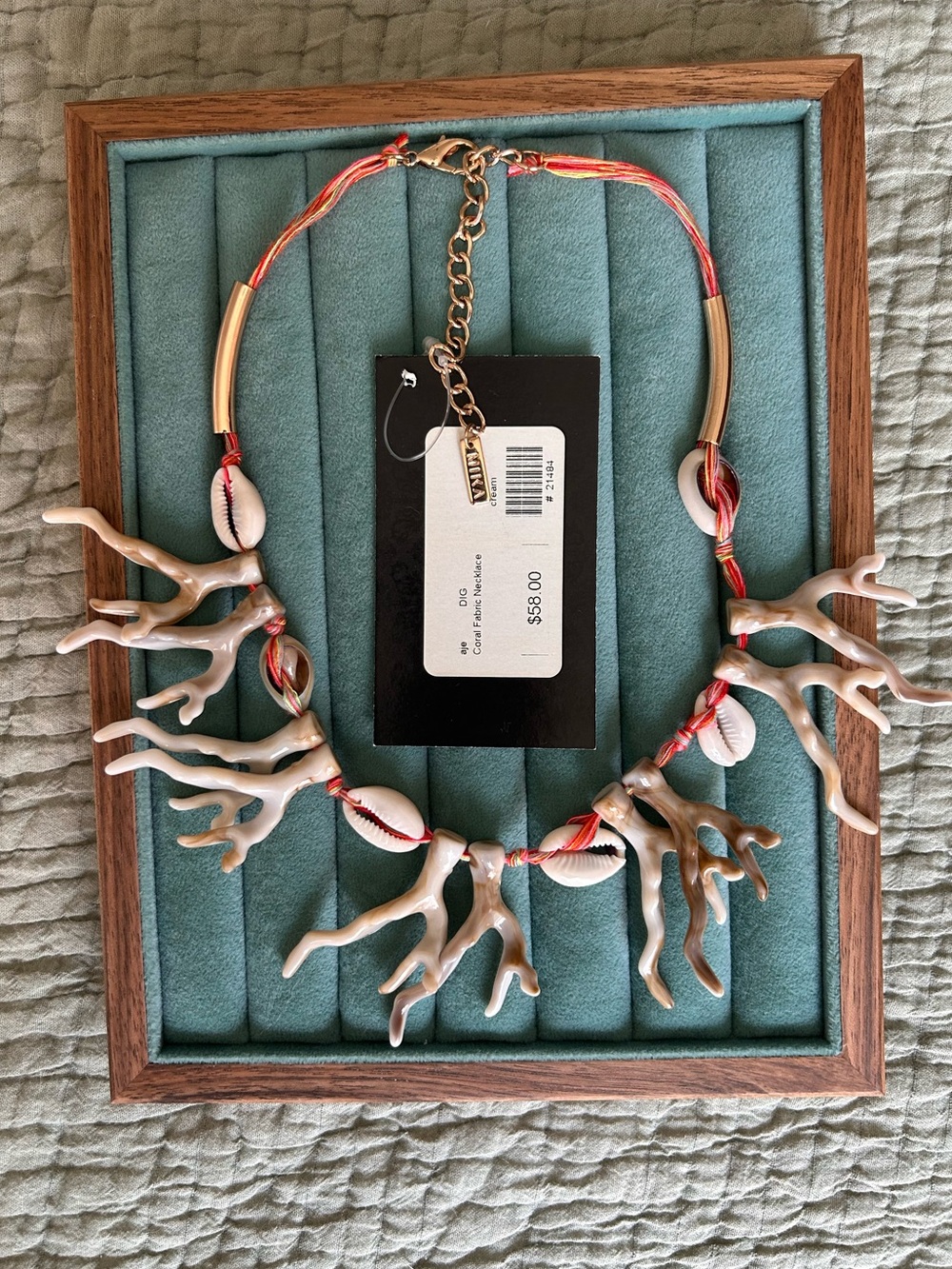 Coral shell fabric necklace resort vacation beach